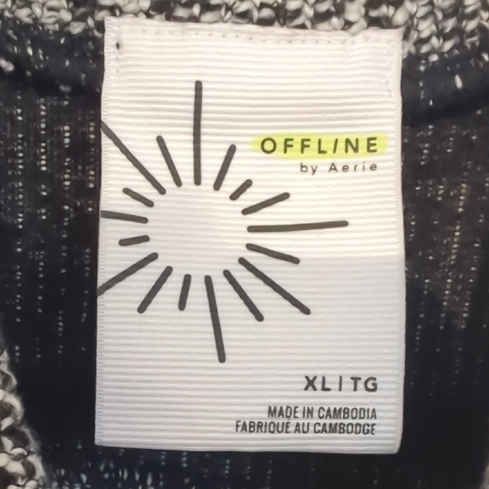 OFFLINE By Aerie Snowday Mock Neck Mid Cropped Sweatshirt Marled Texture - Picture 2 of 6